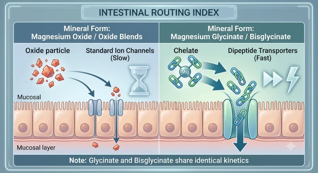 A graphical representation of how to evaluate the difference between magnesium glycinate and bisglycinate in relation to biological performance requires observing how the human intestine manages nutrient transport pathways. The intestinal wall utilizes highly specific channels to absorb nutrients.